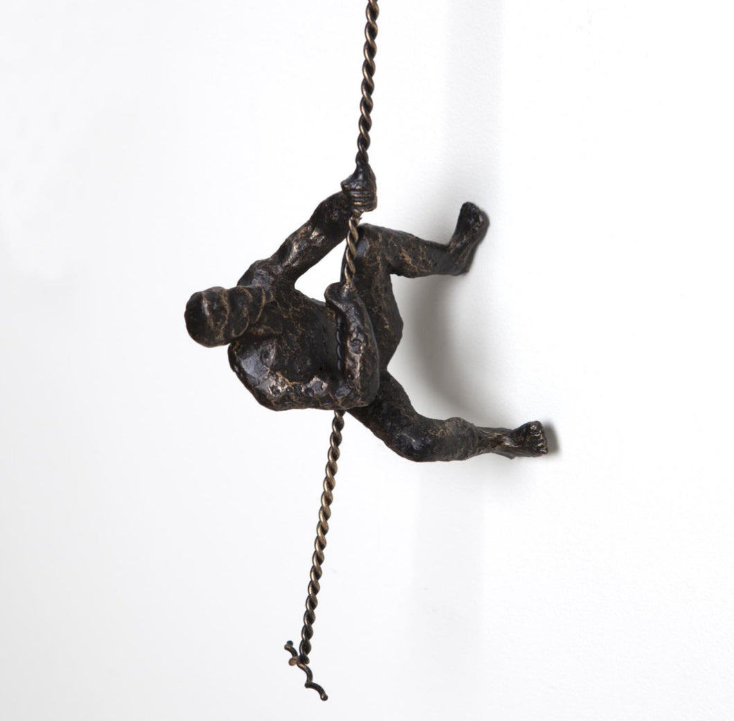 BRONZE CLIMBING MAN